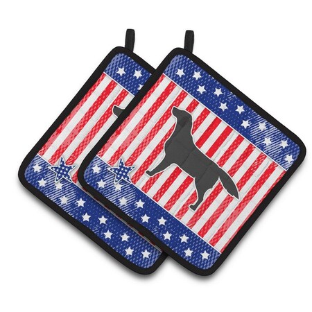 Carolines Treasures USA Patriotic Black Labrador Retriever Pair of Pot Holders BB3308PTHD